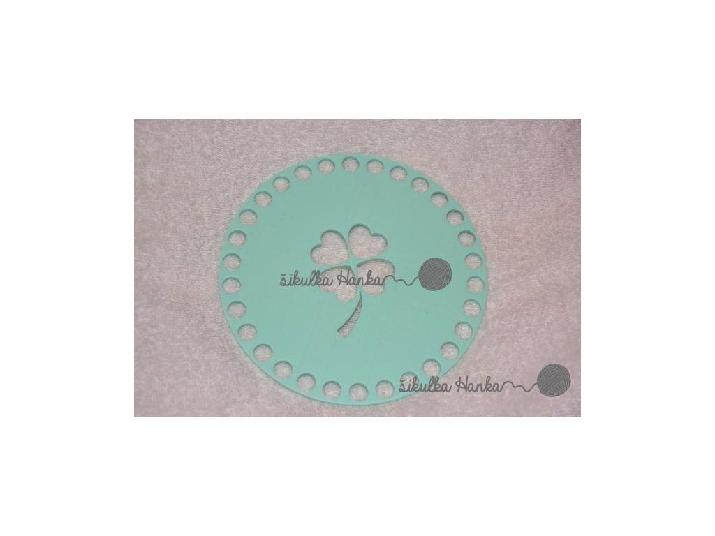 Víko/dno na košík 14,5cm - čtyřlístek mint