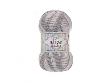 Příze Baby best batik 6664 růžovo-šedo-bílá