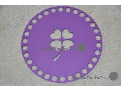 Víko/dno na košík 14,5cm - čtyřlístek lila