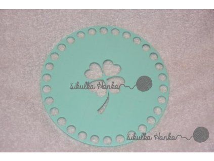 Víko/dno na košík 14,5cm - čtyřlístek mint