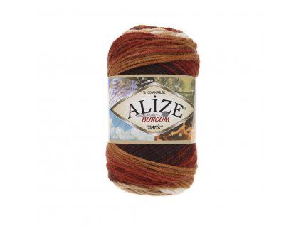 Příze Burkum batik 2626 hnědo-bílá