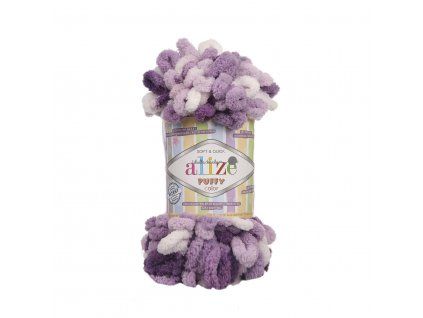 Příze Puffy color 5923 fialovo-bílá