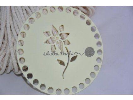 Víko/dno na košík 14,5cm - květinka vanilka