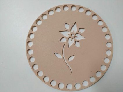 Víko/dno na košík 14,5cm - květinka béžová