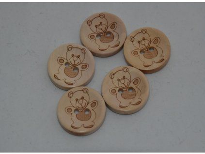 Knoflík dřevěný s méďou 2cm