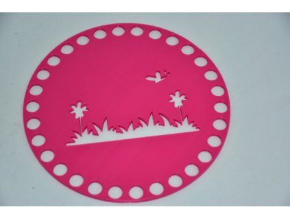 Víko/dno na košík 14,5cm - tráva fuchsie