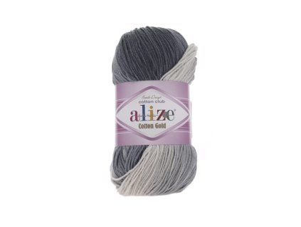 Příze Cotton gold batik 2905 černo-světlý melír