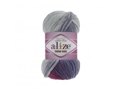 Příze Cotton gold batik 3686 fialovo-modrý melír