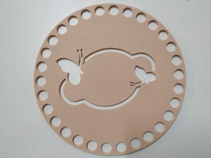 Víko/dno na košík 14,5cm - motýly mrak béžová