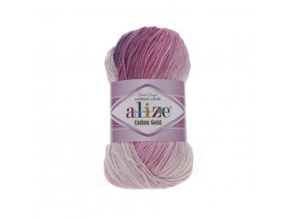 Příze Cotton gold batik 3302 růžovo-fialovo světlá