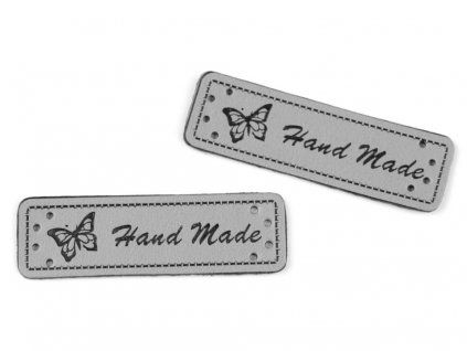 Hand made štítek - eko kůže šedá