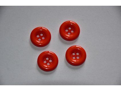 Knoflík plastový čtyřdírkový 18mm oranžová