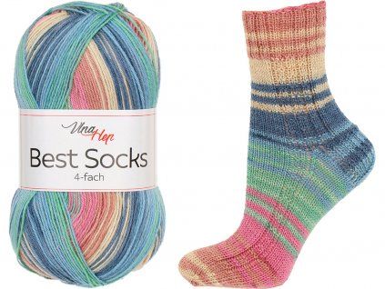 Příze Best socks 7403 modro-zeleno-růžová
