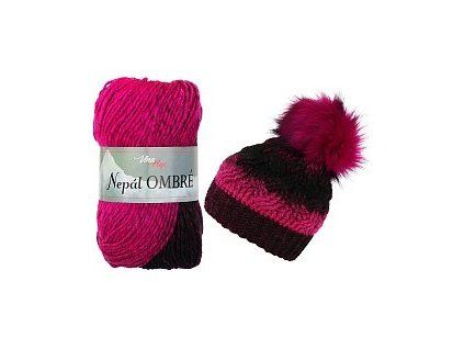 Nepál ombre 7411 fuchsiovo-černá