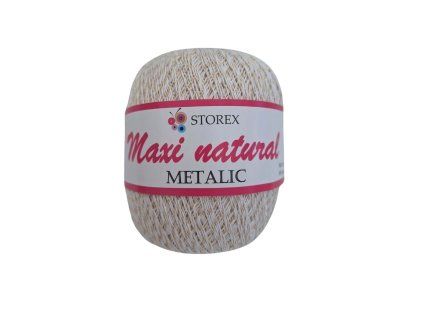 Příze Maxi metalic natural 021 - bílá se zlatým lurexem