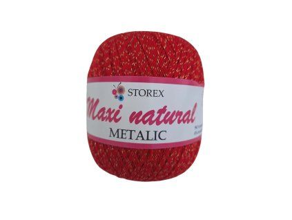 Příze Maxi metalic natural 191 - červená se zlatým lurexem