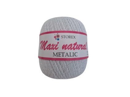 Příze Maxi metalic natural 022 - bílá se stříbrným lurexem