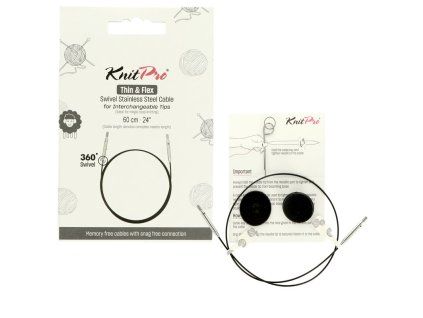 knitpro thin flex otocne cierne lanka na ihlice 60cm