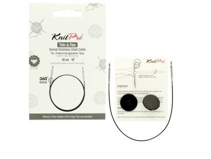 knitpro thin flex otocne cierne lanka na ihlice 40cm