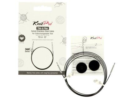 knitpro thin flex otocne cierne lanka na ihlice 120cm
