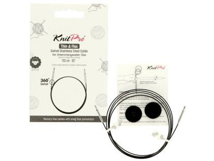 knitpro thin flex otocne cierne lanka na ihlice 150cm