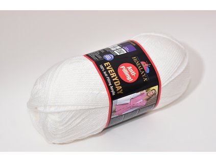 Příze Everyday 70001 bílá - nižší váha - 90g