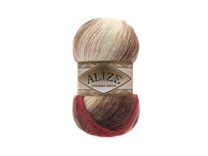 Angora gold batik 4574 červeno-hnědo-světlá