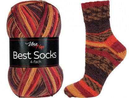 Příze Best socks 7316 hnědo-vínovo-oranžová