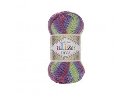 Příze Diva batik 3241 fialovo-růžovo-barevná