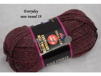 Příze Everyday new tweed 19 vínovo-šedá melange