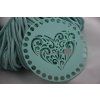 Víko/dno na košík 14,5cm - srdce ornament mint
