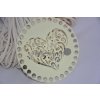 Víko/dno na košík 14,5cm - srdce ornament vanilka