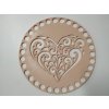 Víko/dno na košík 14,5cm - srdce ornament béžová