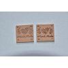 Koženkový štítek čtverec srdce Hand made 2,5x2,5cm béžovo-růžový