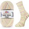 Příze Wool socks print - S61-01 smetanová barevný proužek